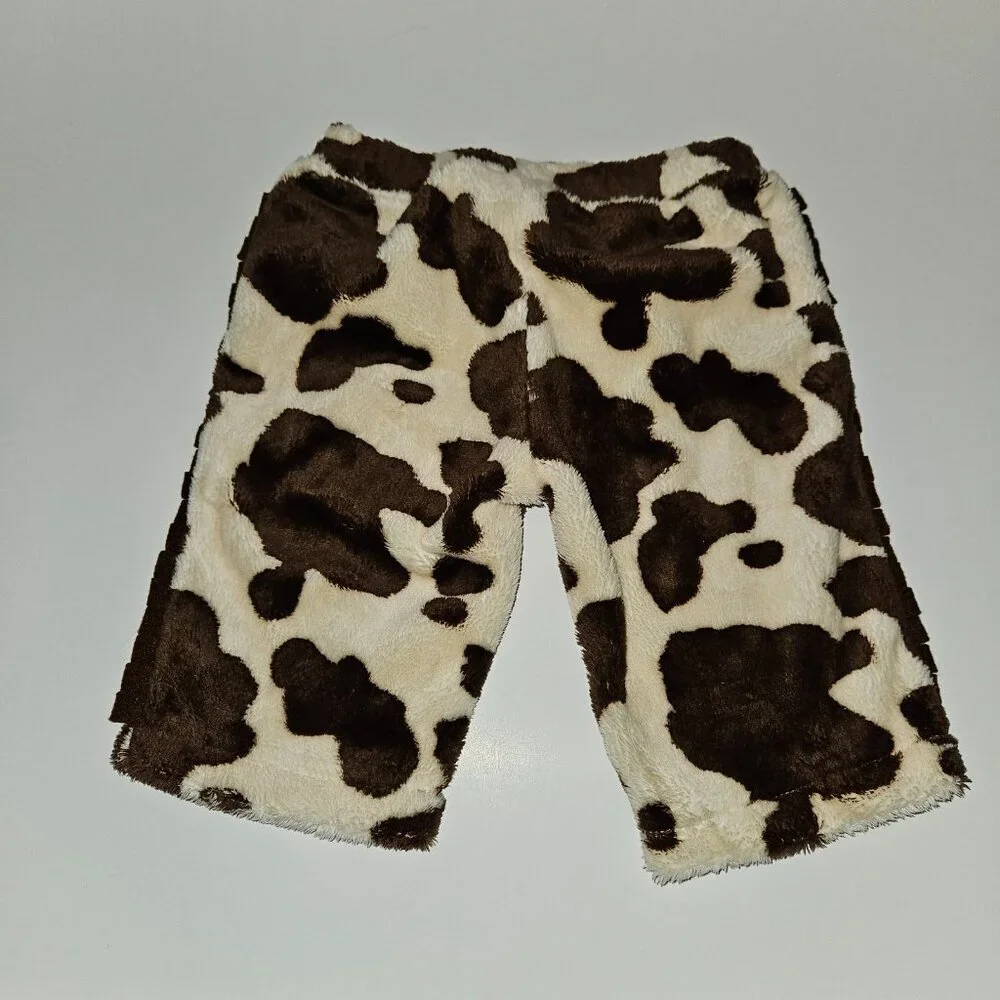 Old Navy Brown Cow Print SOFT Fleece Pants Baby Girl 0-3 Months Cowgirl Fringe